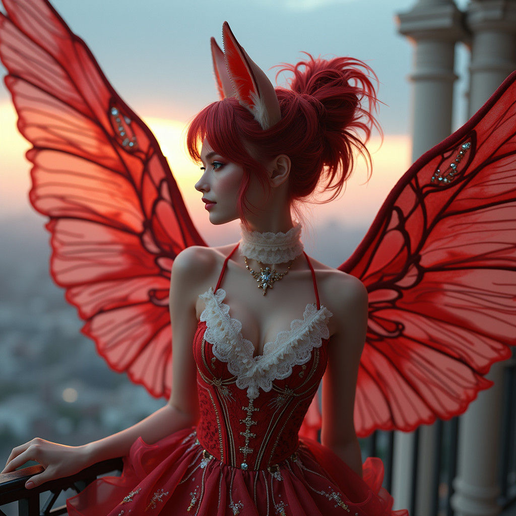 Vixen Goddess in Shimmering Red Latex Bodysuit