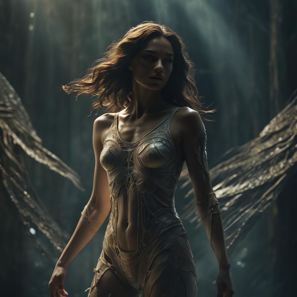 Divine Figure Creates Woman in Ethereal Light