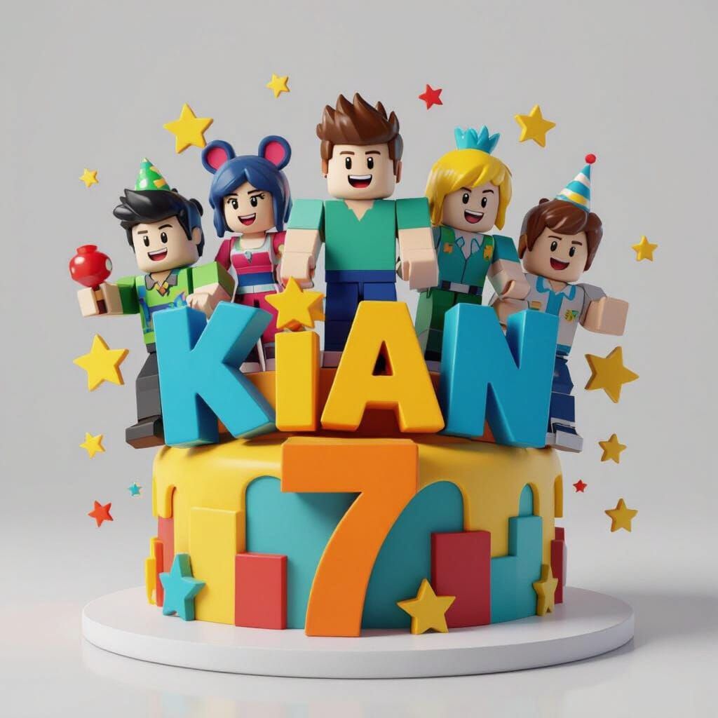 Roblox Kian 7 Cake Topper - Vibrant Digital Art