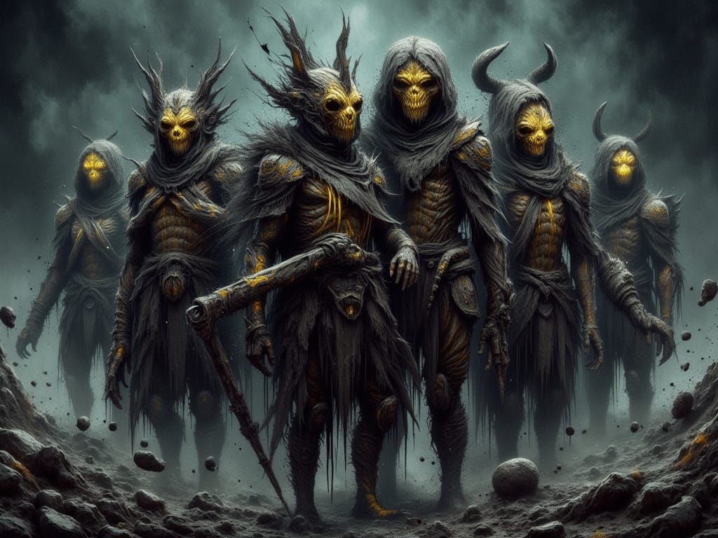 Menacing Alien Tribe in Biomechanical Sci-Fi Style