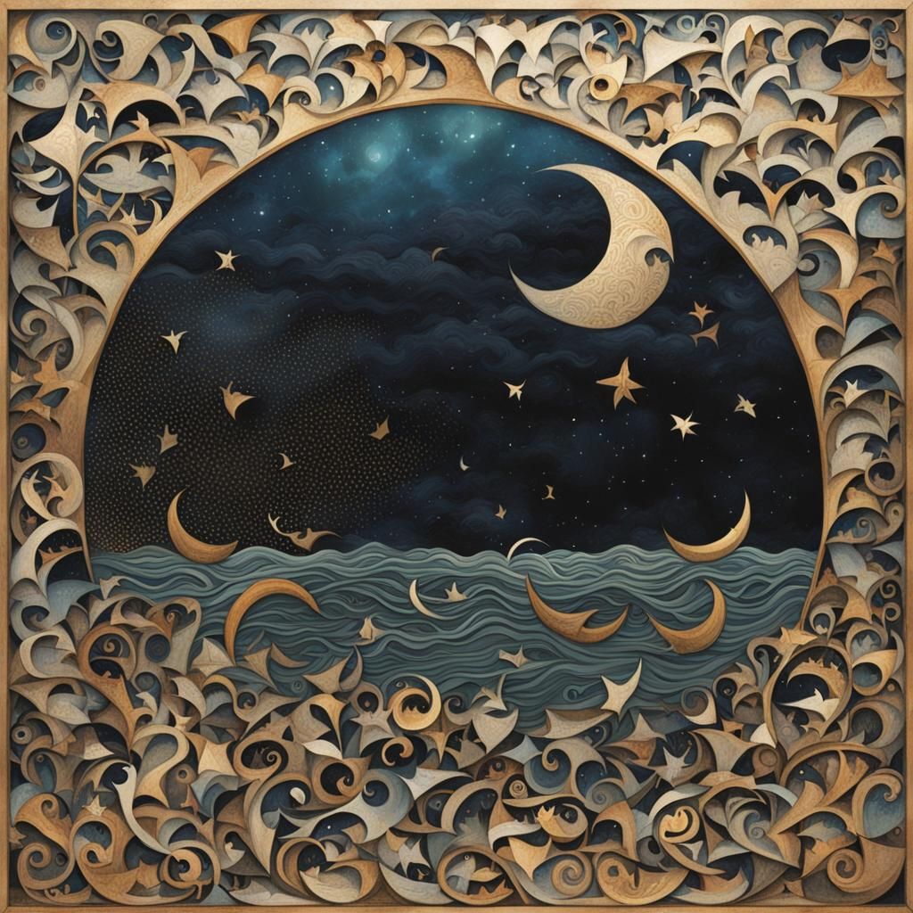 Abstract Sea of Broken Crescents