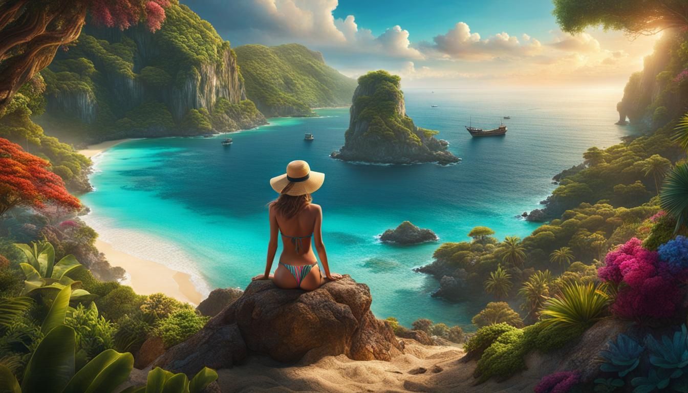 Island Oasis: Beach Scenery with Colorful Reef