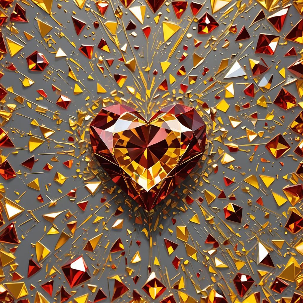 Abstract Diamond Heart in Bold Digital Art