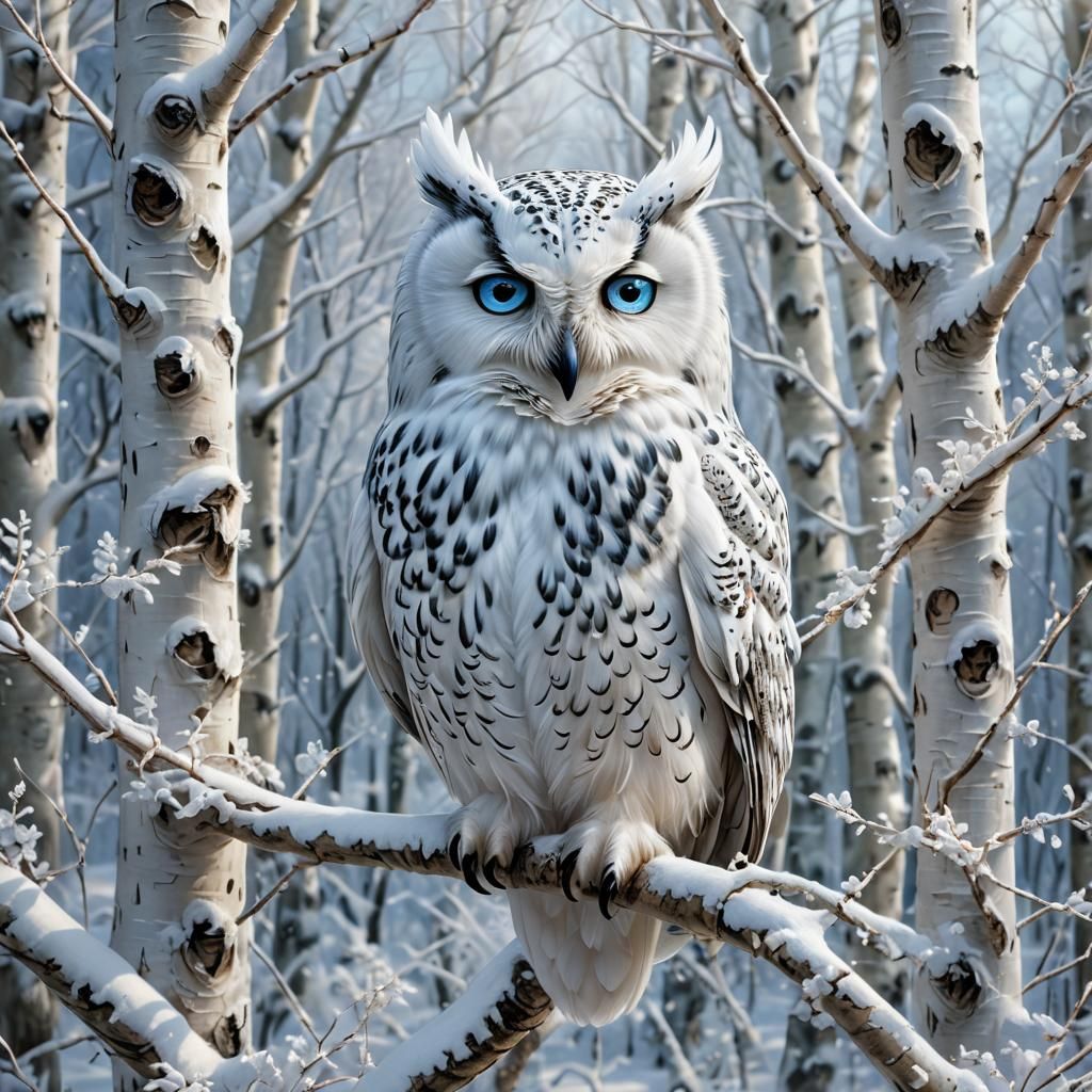 Enchanted Snow Owl in Winter Wonderland