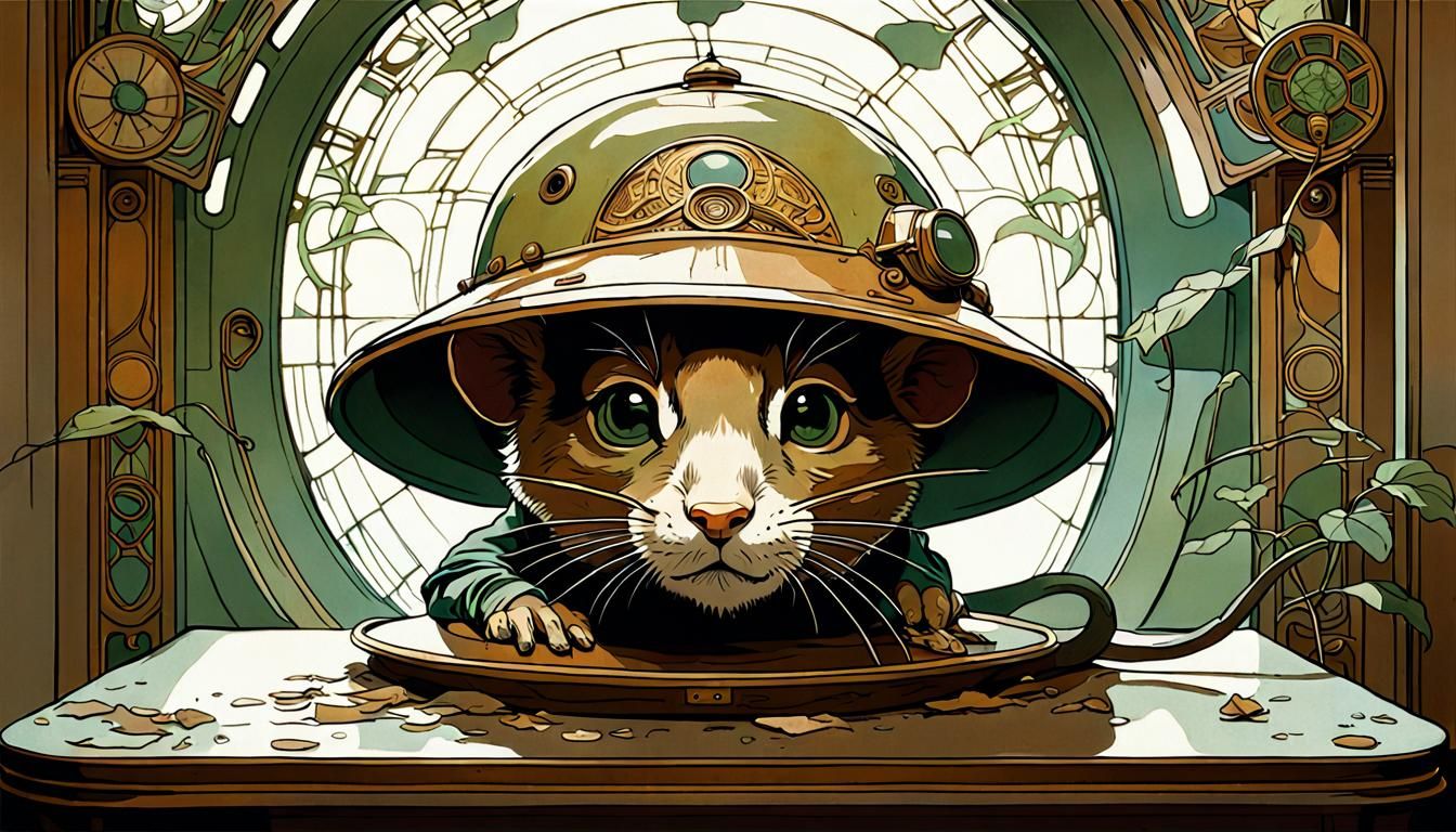 Mouse Hotel in Art Nouveau Pith Helmet