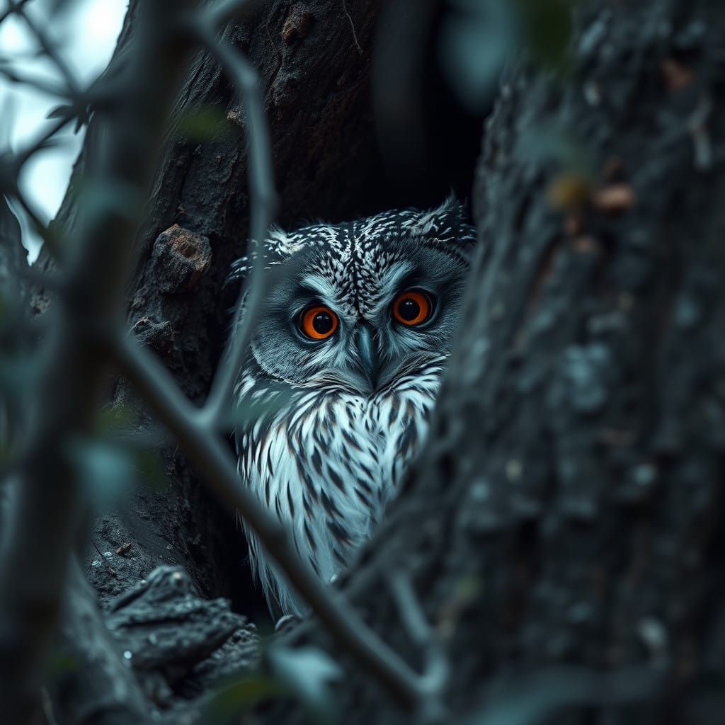 Whispering Owl Hides in Dense Forest Canopy