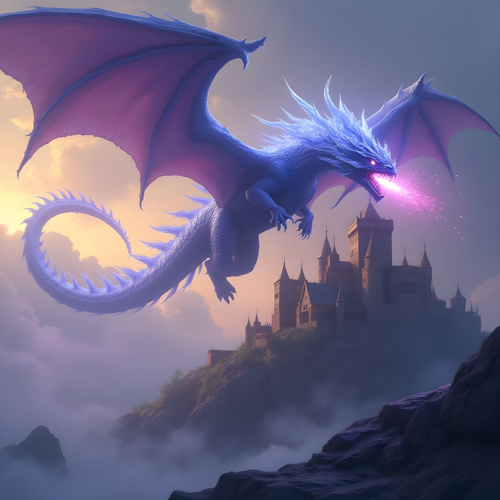 Fantasy Castle Siege in Dark Fantasy Art Style