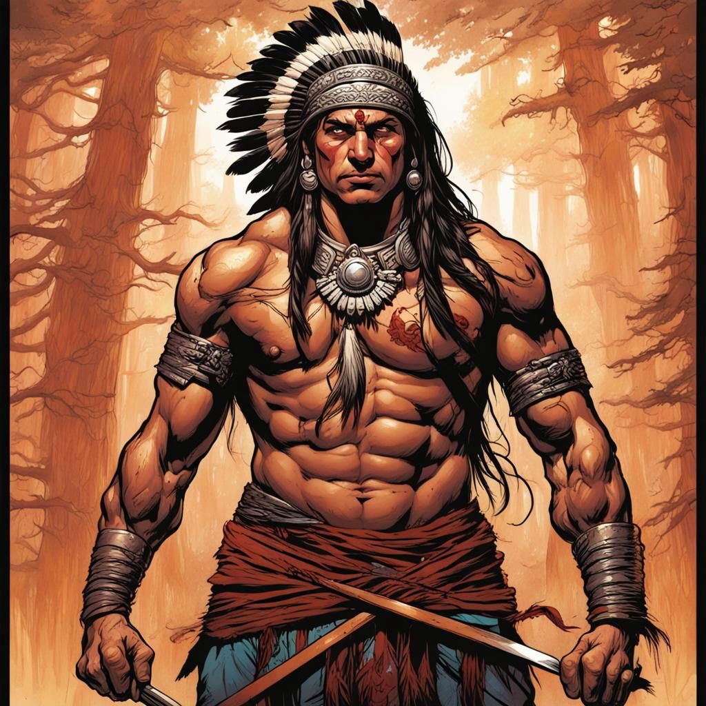 Indian Warrior in Comic Book Style