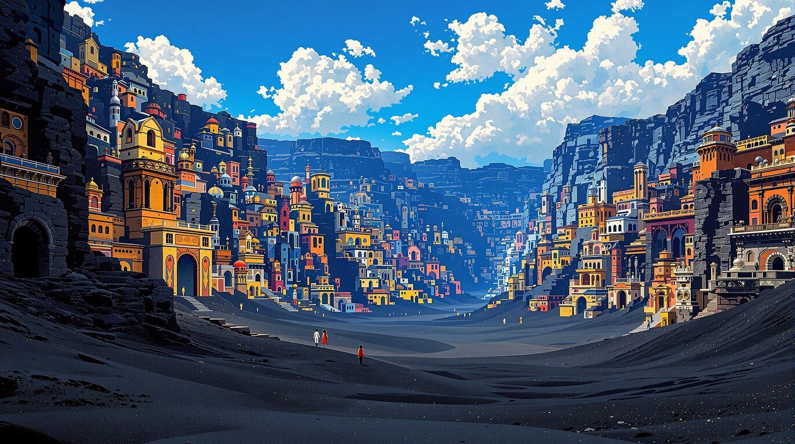 Science Fiction City in Klimt-Inspired Art Nouveau Style