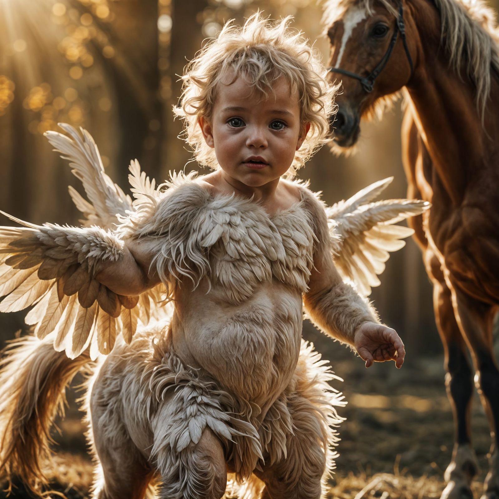 Gorgeous Centaur Baby with Wings, Cinematic Film Still