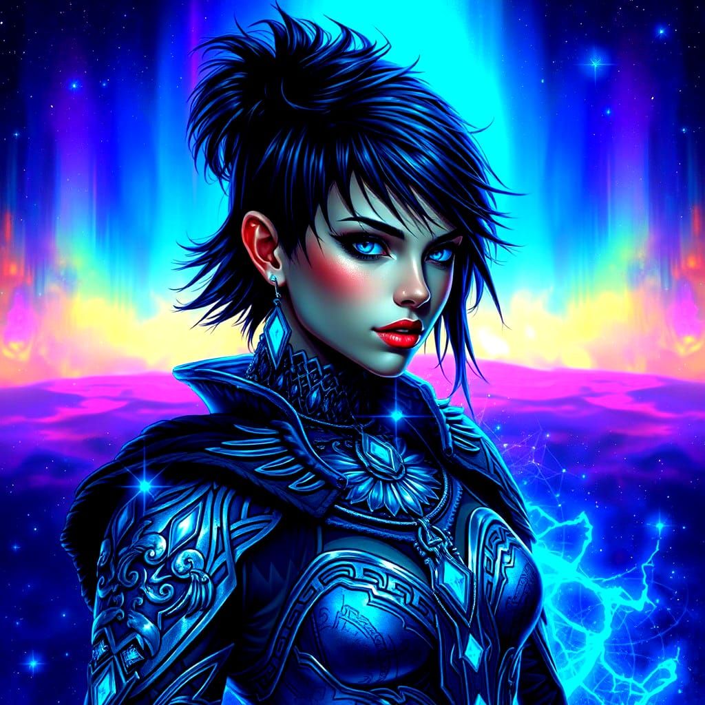 Gothic Viking Supergirl in Hyperrealistic Astral Style