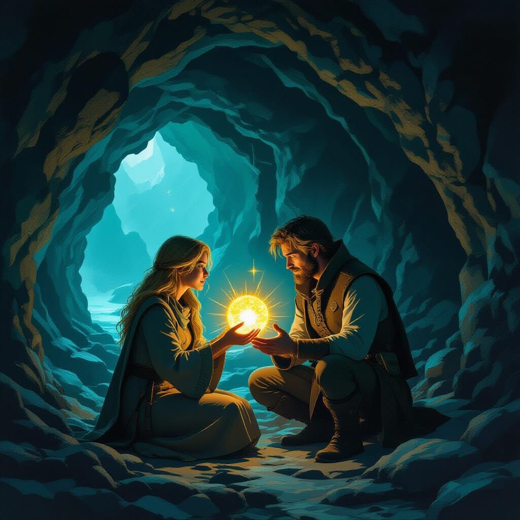 Astrid and Lars in a Mystical Coastal Cave