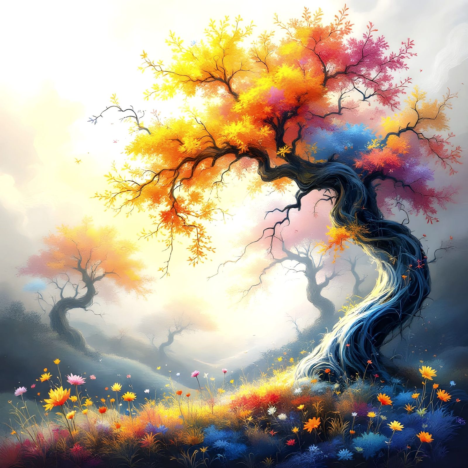 Colorful Abstract Landscape in Surrealist Style