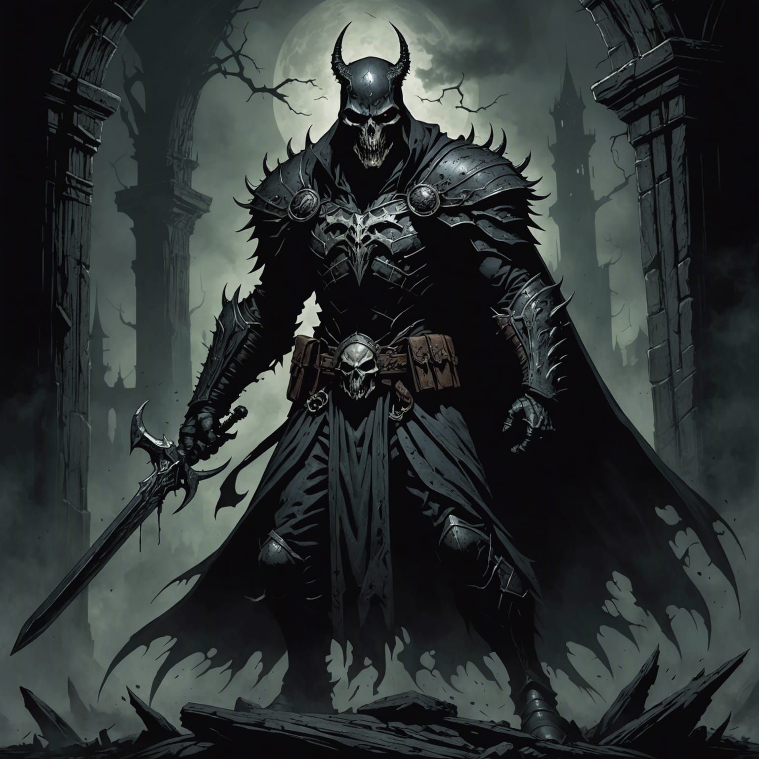 Grimdark Image in Chiaroscuro Style