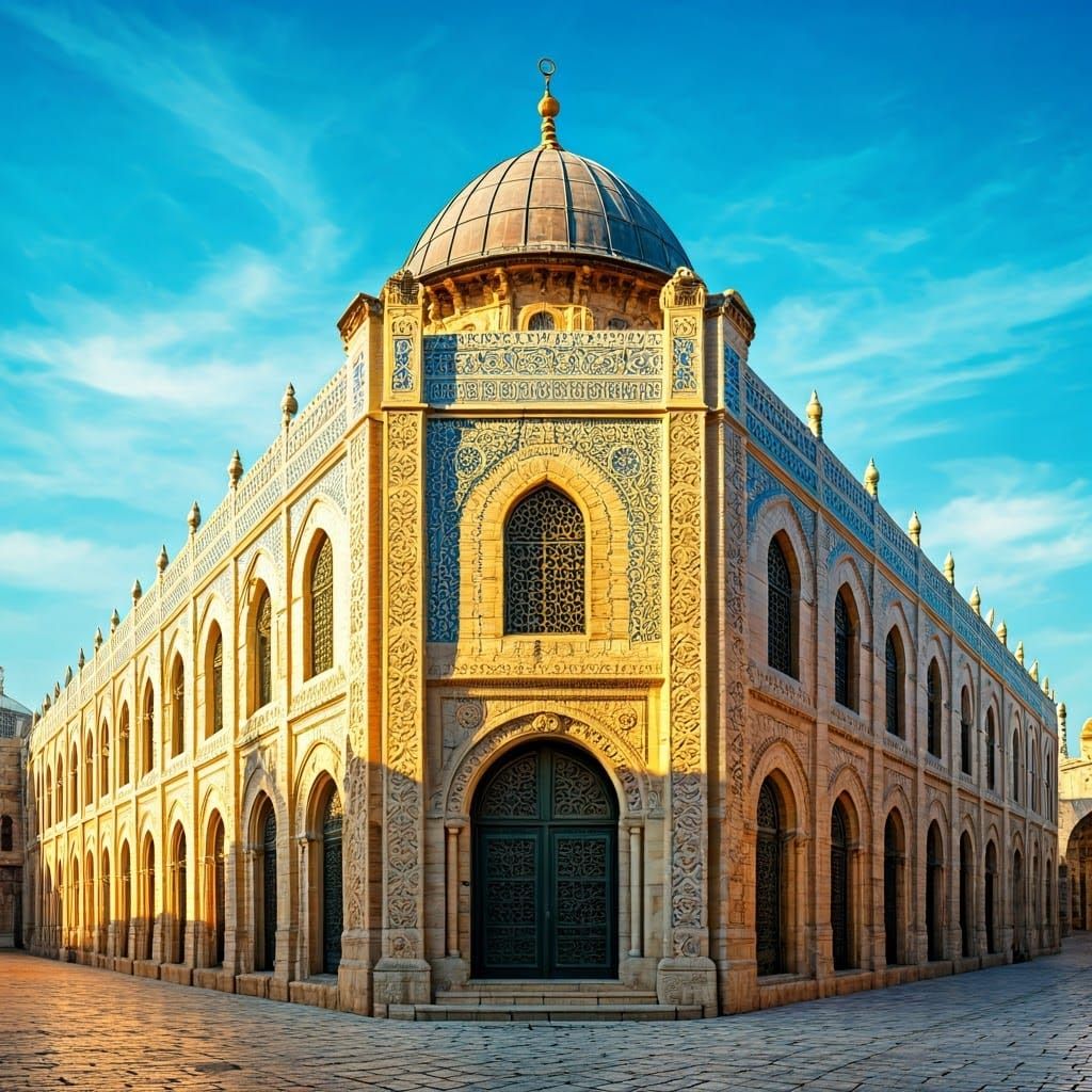 Temple in Jerusalem Shines in Golden Light