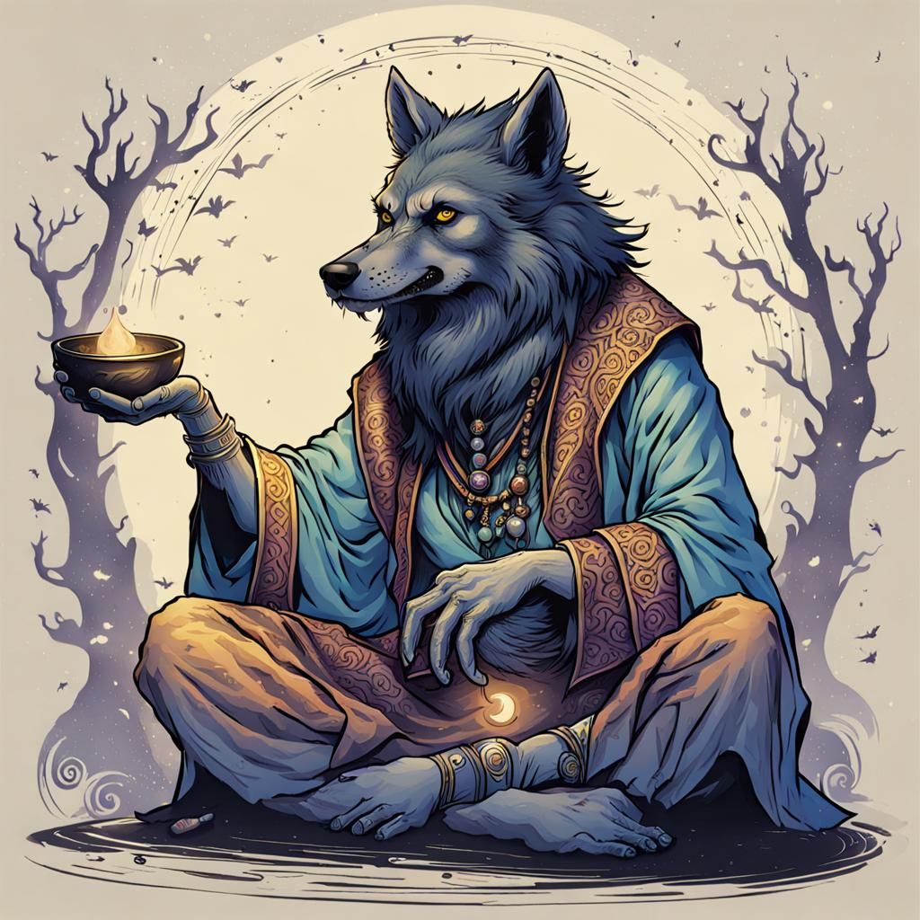 Werewolf Genie Soothsayer Illustration