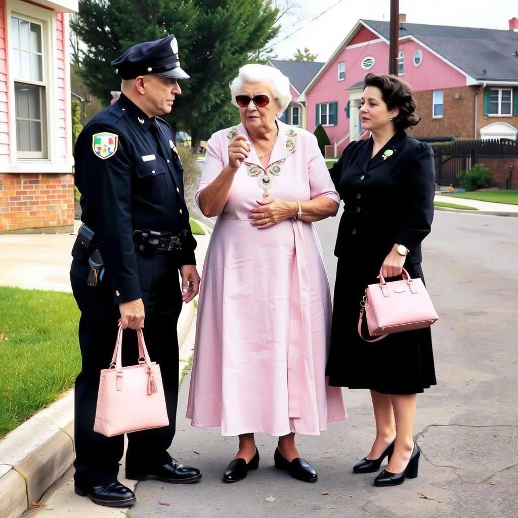 1950s Photo: Police Officer and Pink Purse