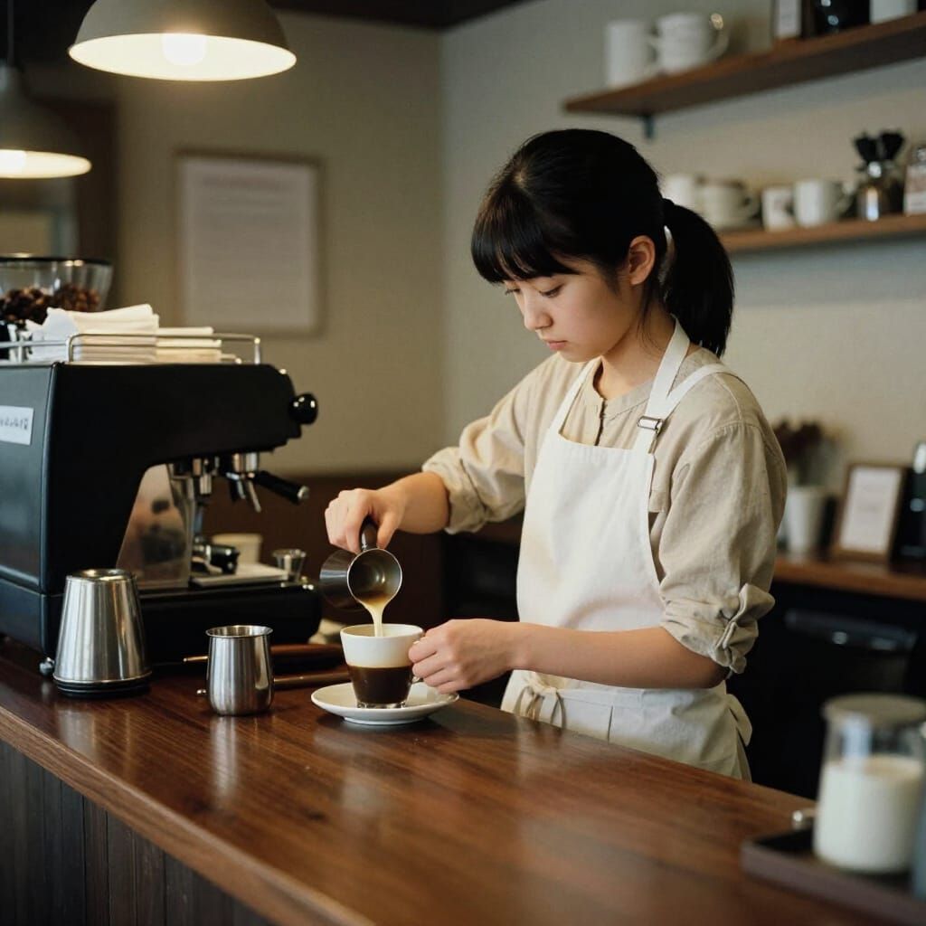 Barista Making Coffee in Cozy Cafe