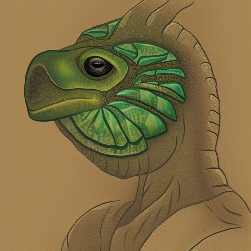 Kappa Portrait in Japanese Folklore Style