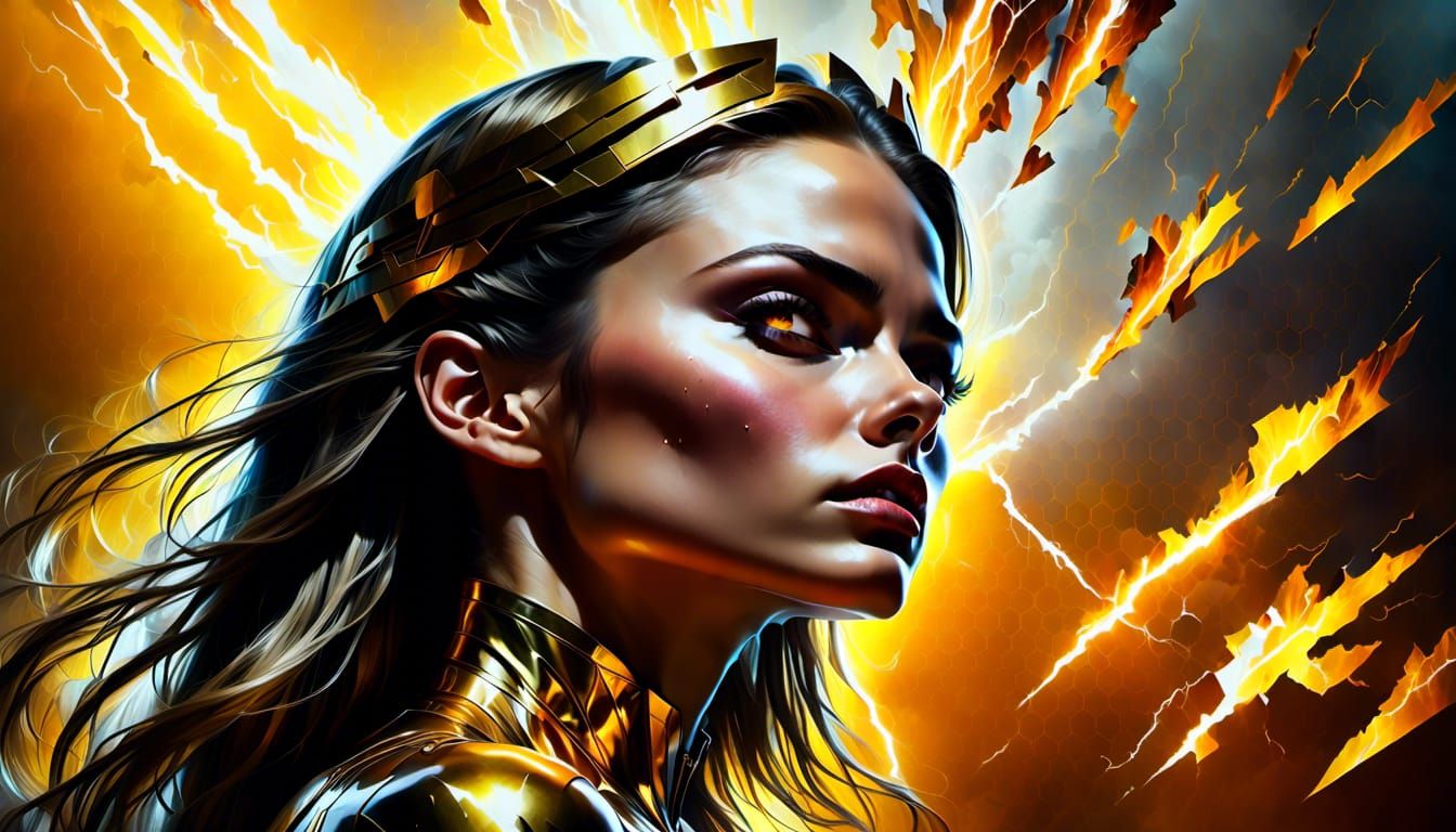 Selena Gomez as Mary Marvel Flying Over Metropolis