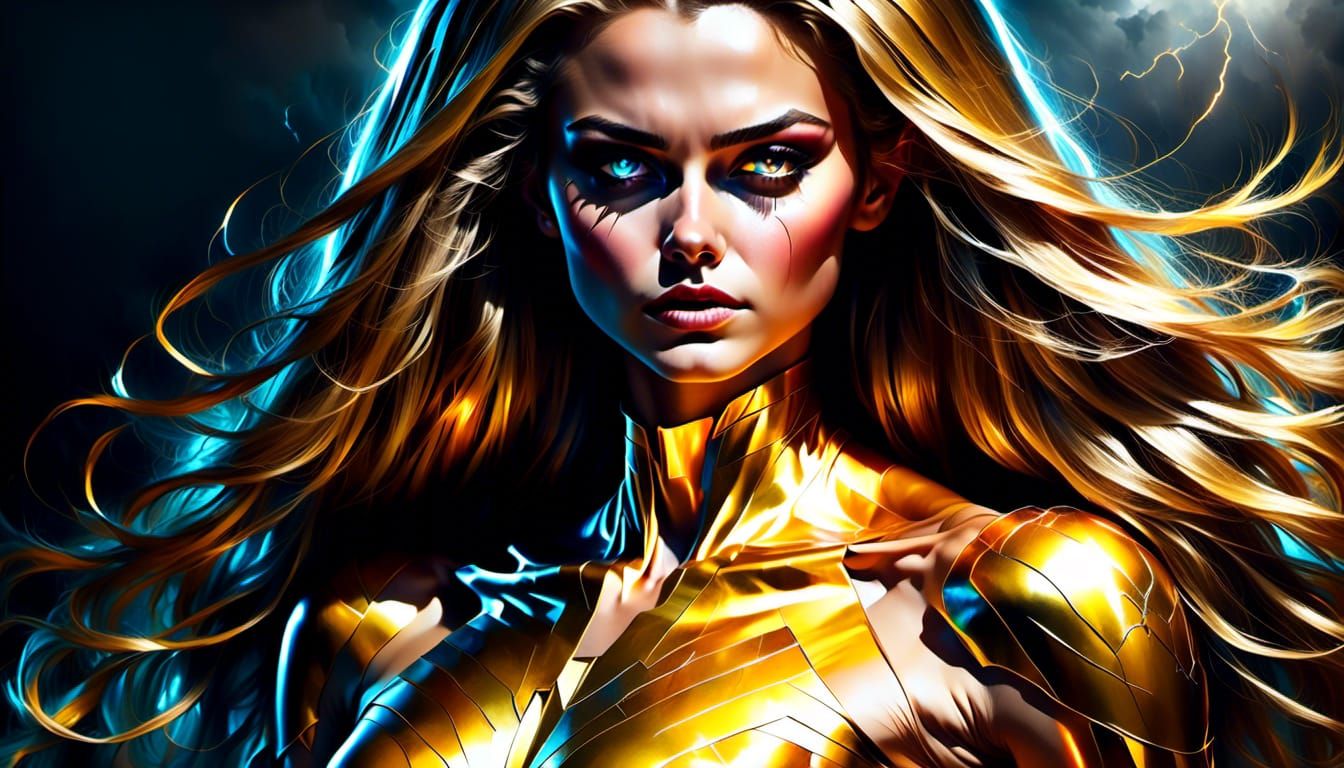 Mary Marvel Flies Above Metropolis in Graffiti Art Style