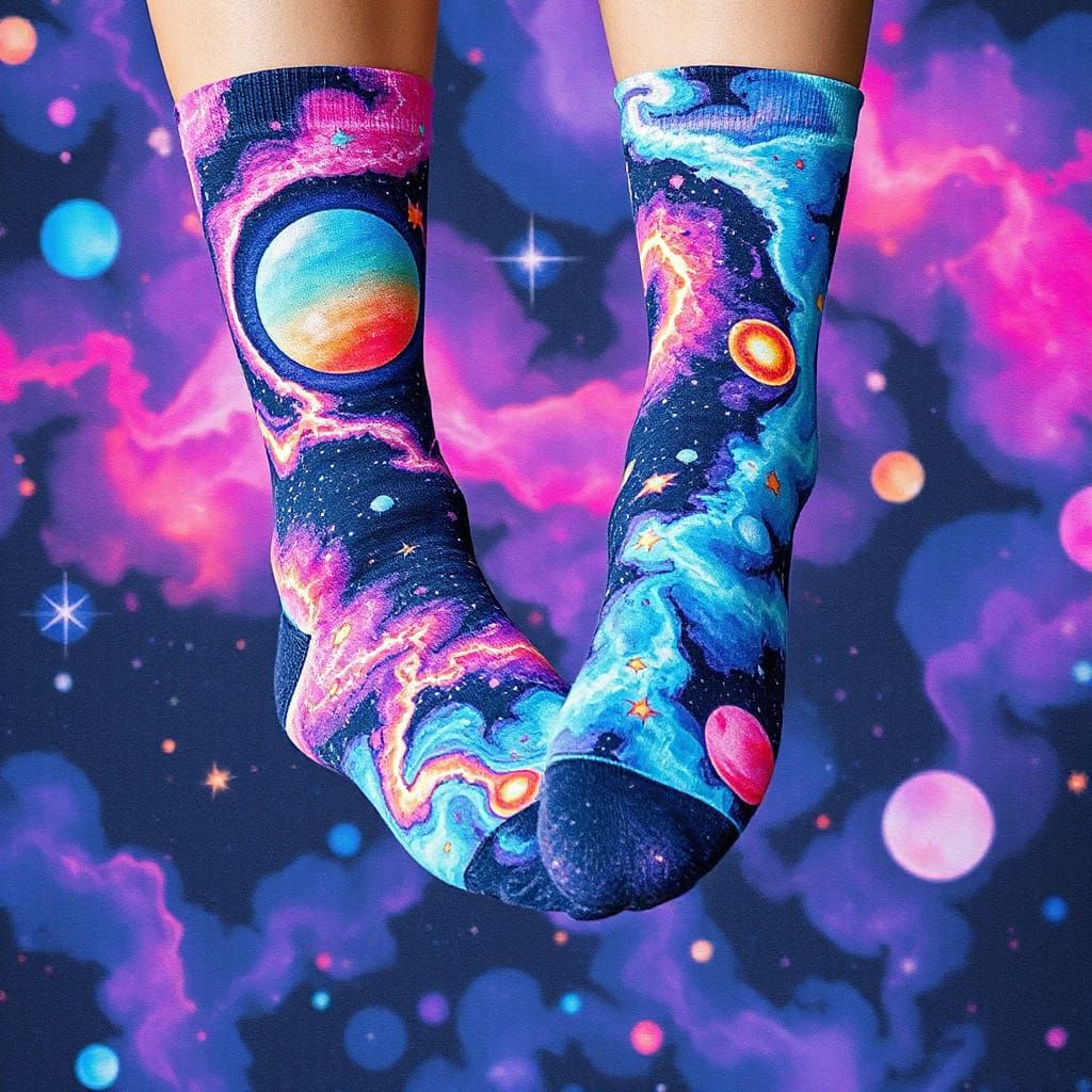 Vibrant Galaxy Socks in Watercolor Style