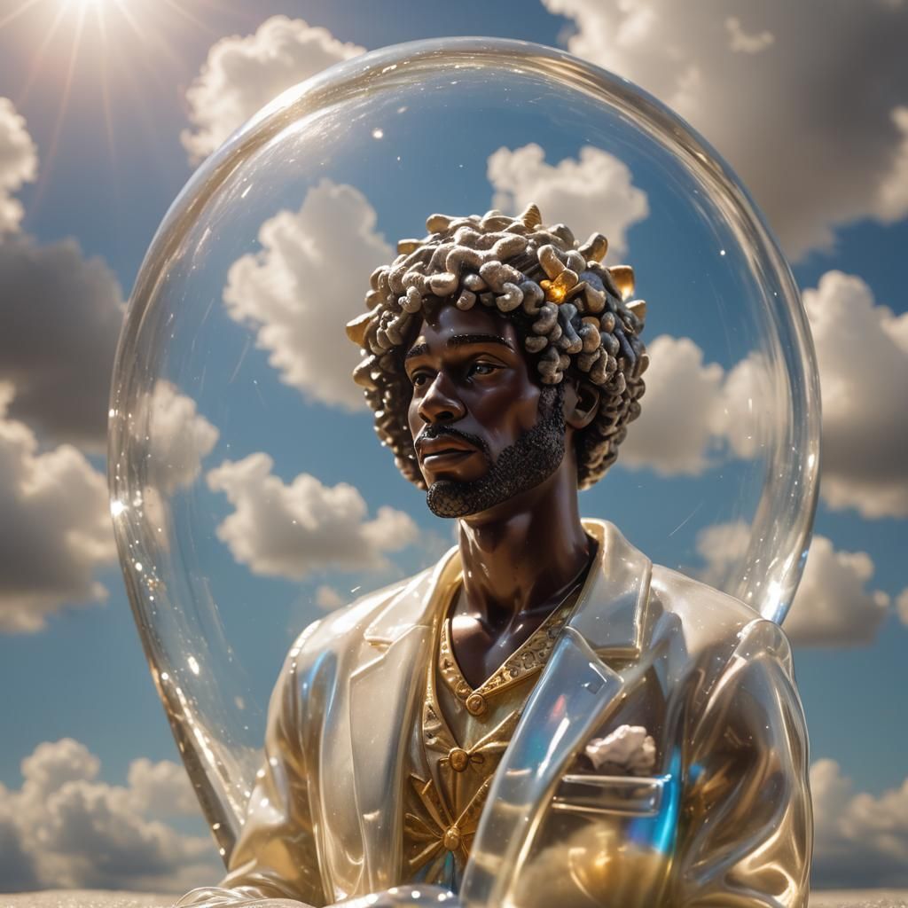 Romantic African American Man in Glass Figurine