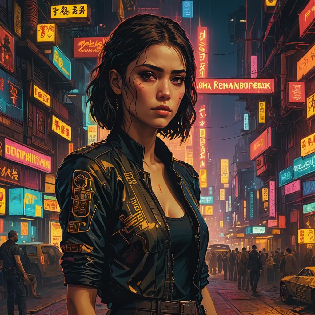 Cyberpunk Cityscape in Masters' Style