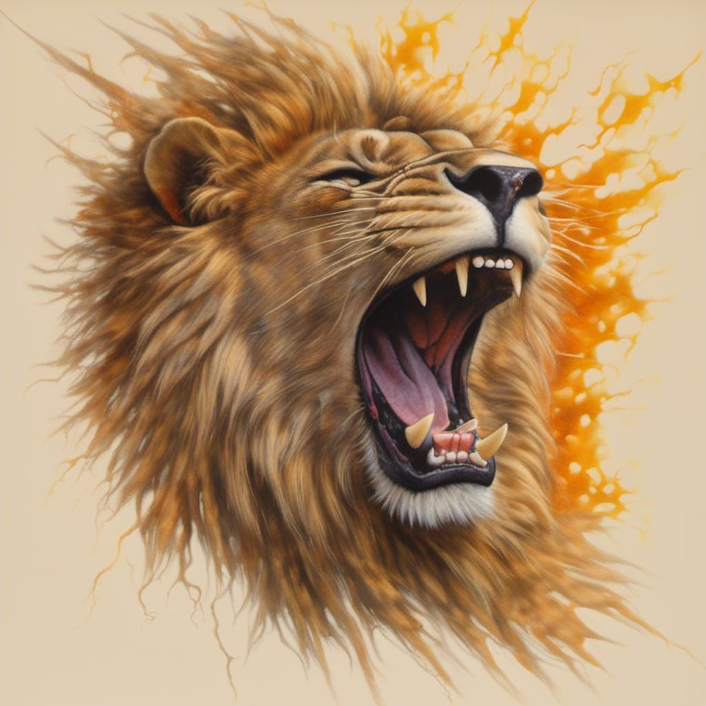 Roaring Lion Concept Art in Photorealistic Style