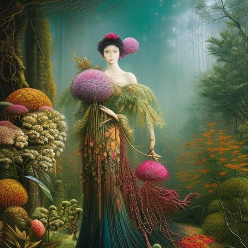 Flower-Human Hybrid in Mycelium Network