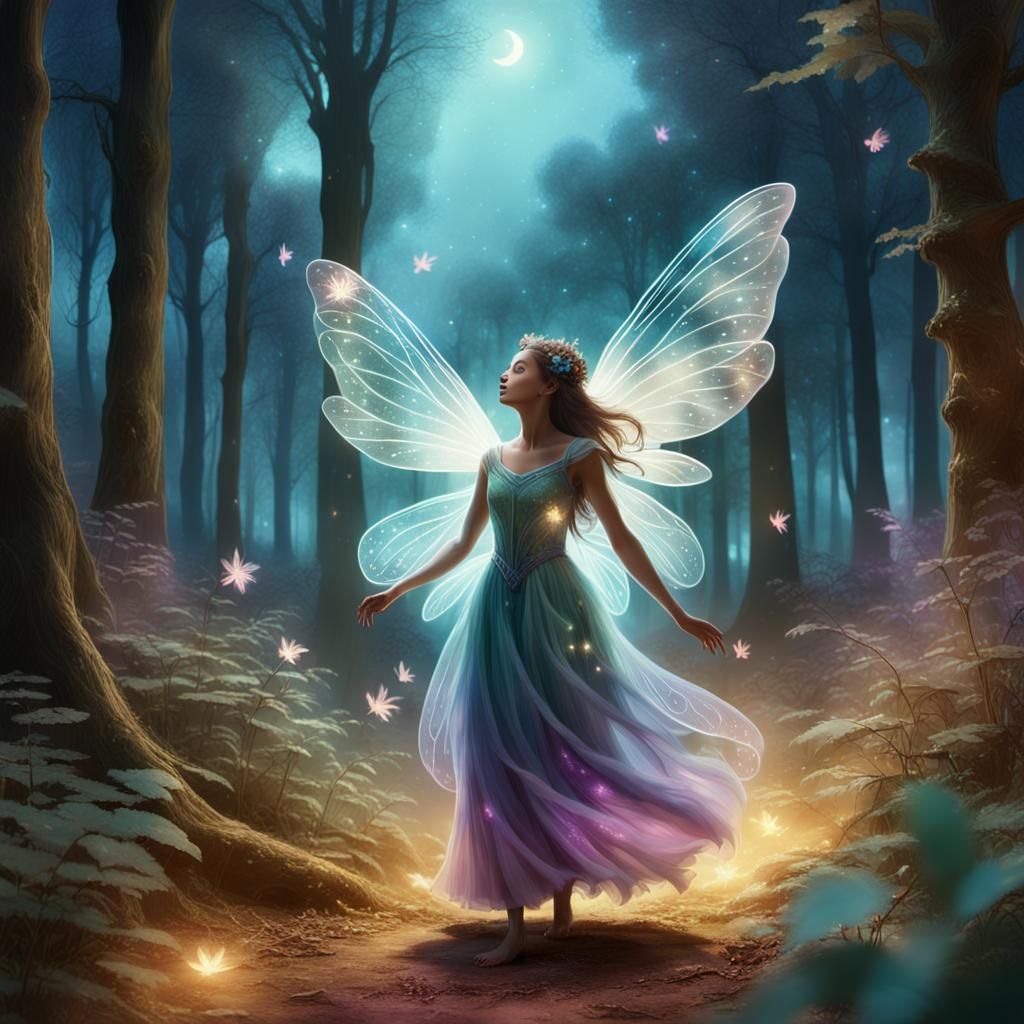 Fairy Dancing in Magical Forest at Twilight