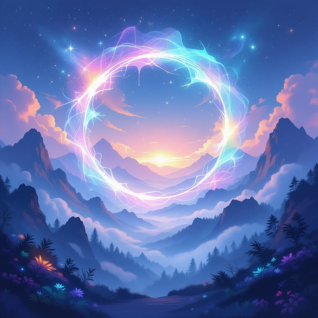 Mystical Portal Opens Above Misty Mountains, Revealing Alien...