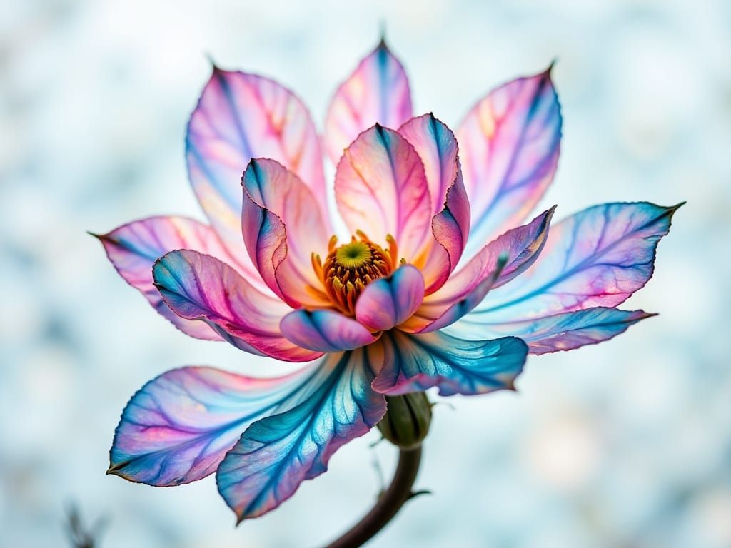 Abstract Modern Flower in Cyberpunk Aesthetic