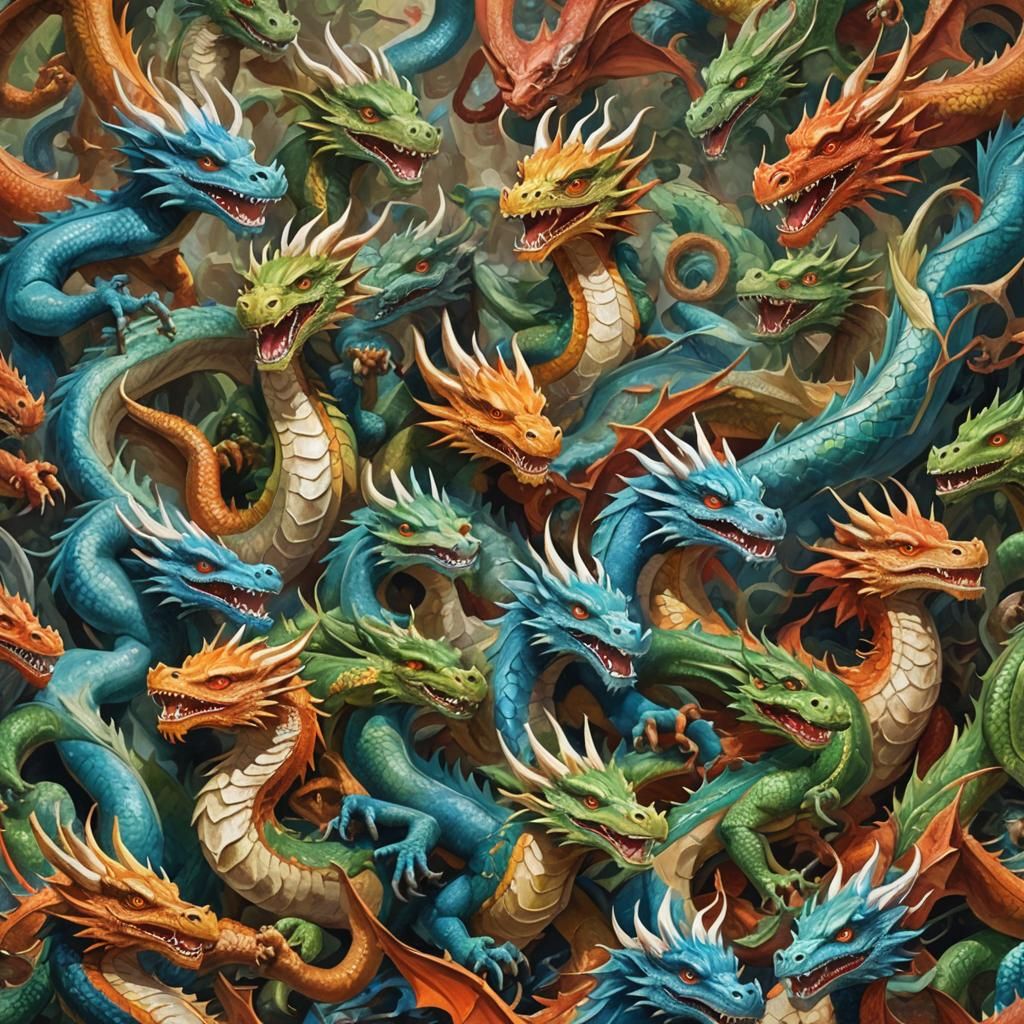 Epic Dragons in Gouache Watercolor Style