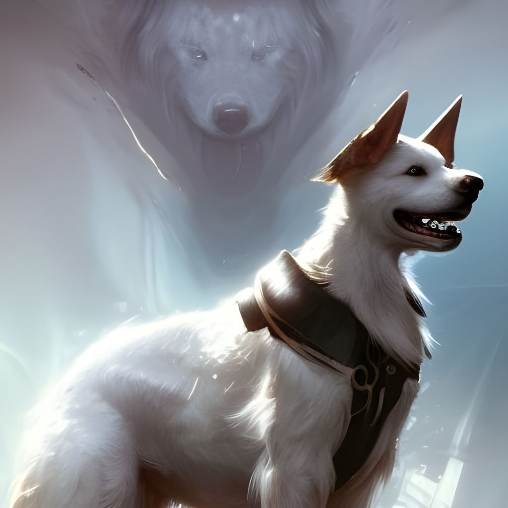 Hyperdetailed Energy Dog in Dark Fantasy Style