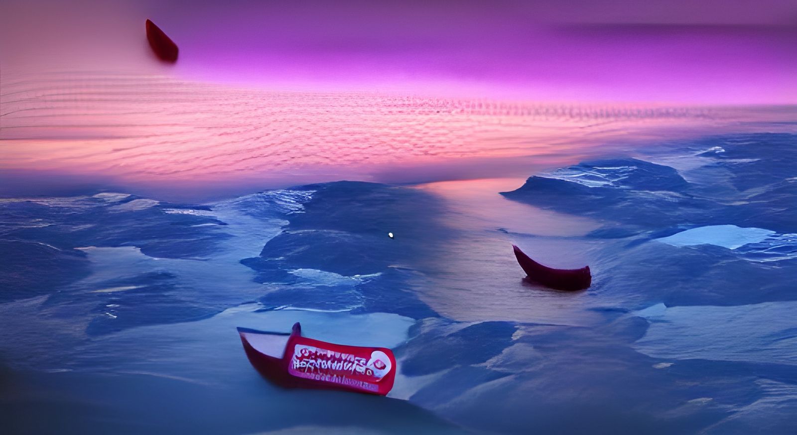 Air Greenland Flies Over Purple Sunset Horizon
