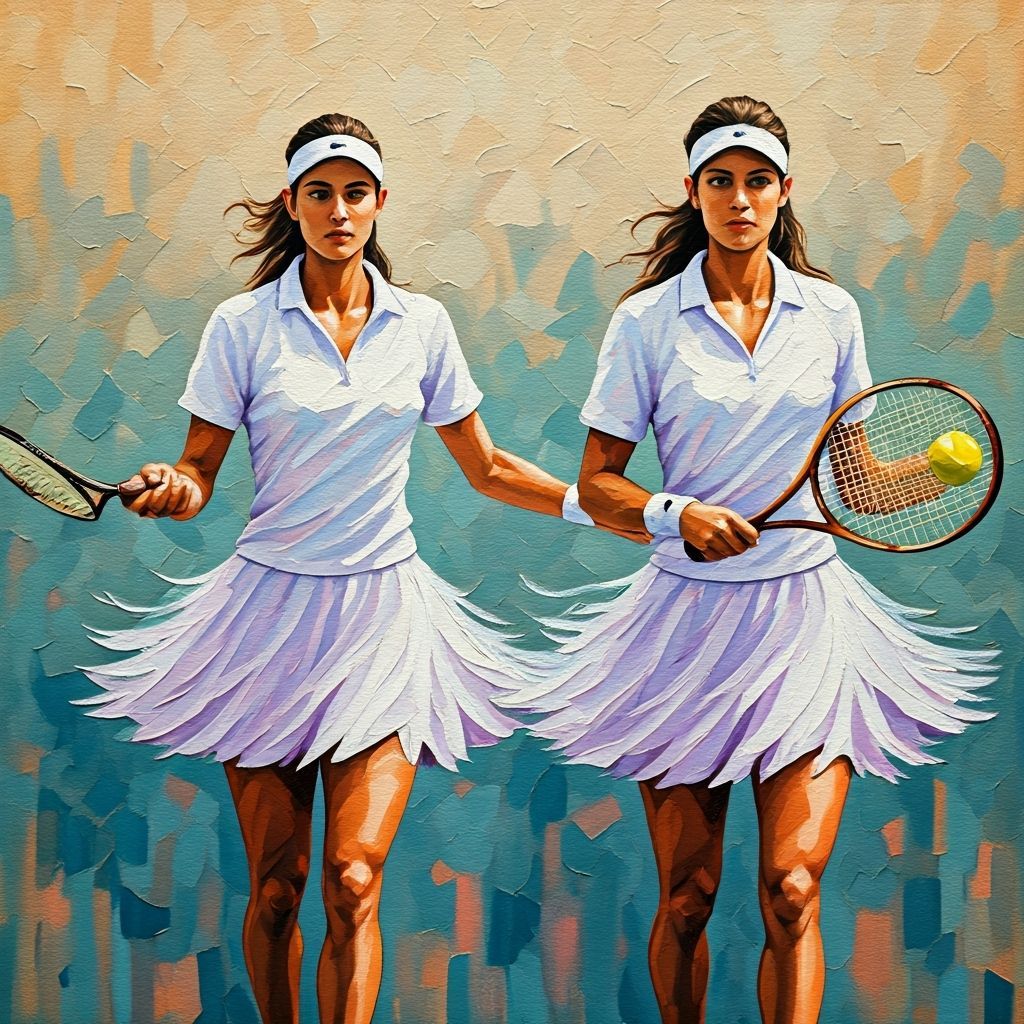 Abstract Tennis Players in Pastel Hues with Vibrant Accents