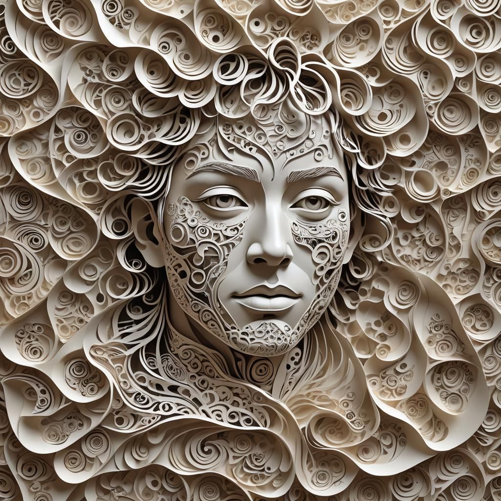 Abstract Kirigami Self-Portrait in Unreal Engine