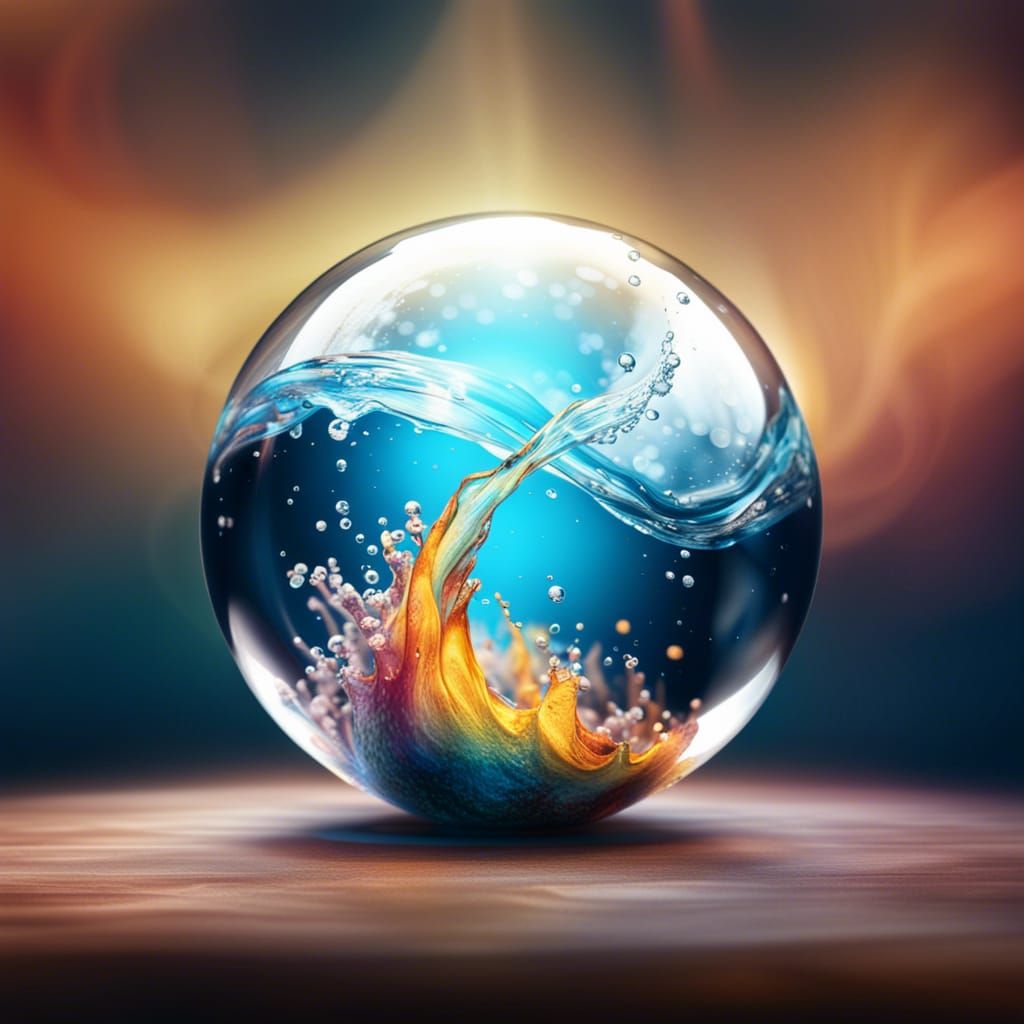 Hyperrealistic Waterspout Inside Glass Sphere
