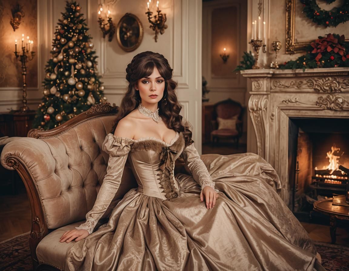 19th Century Lady by Fireplace in Warm Palette