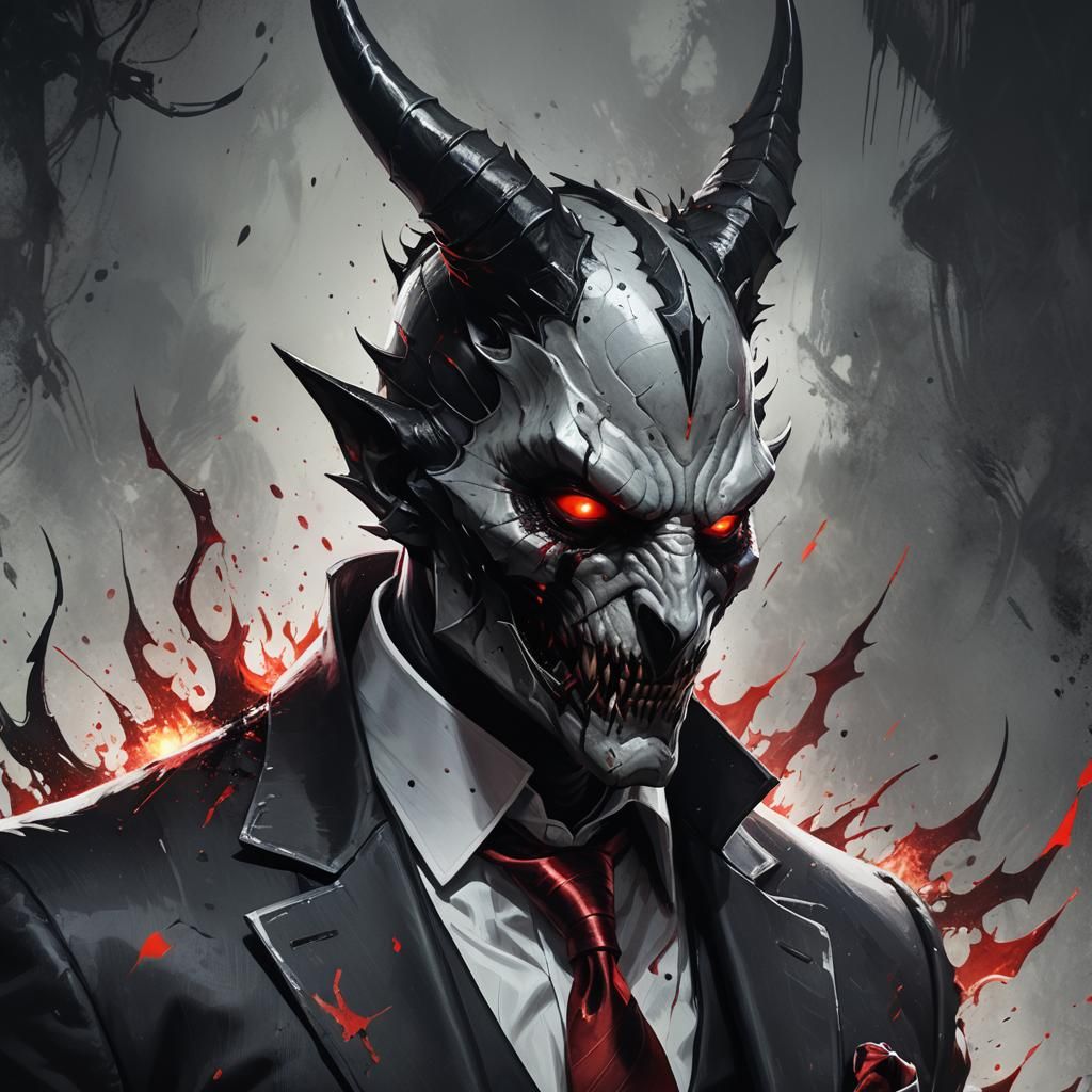 Terrifying Demon Portrait in Dark Fantasy Style