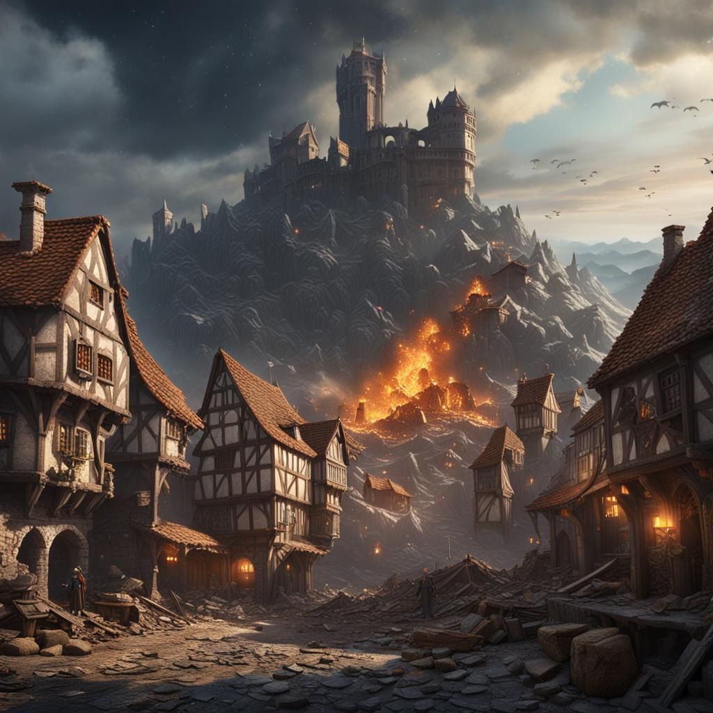 Medieval Town Destroyed by Meteor Strike