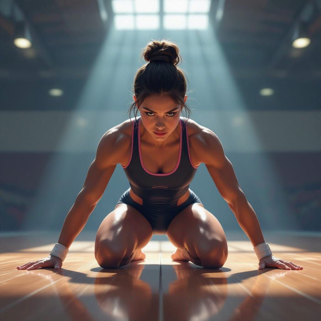 Teen Gymnast's Powerful Floor Routine in Hyperrealistic Digi...