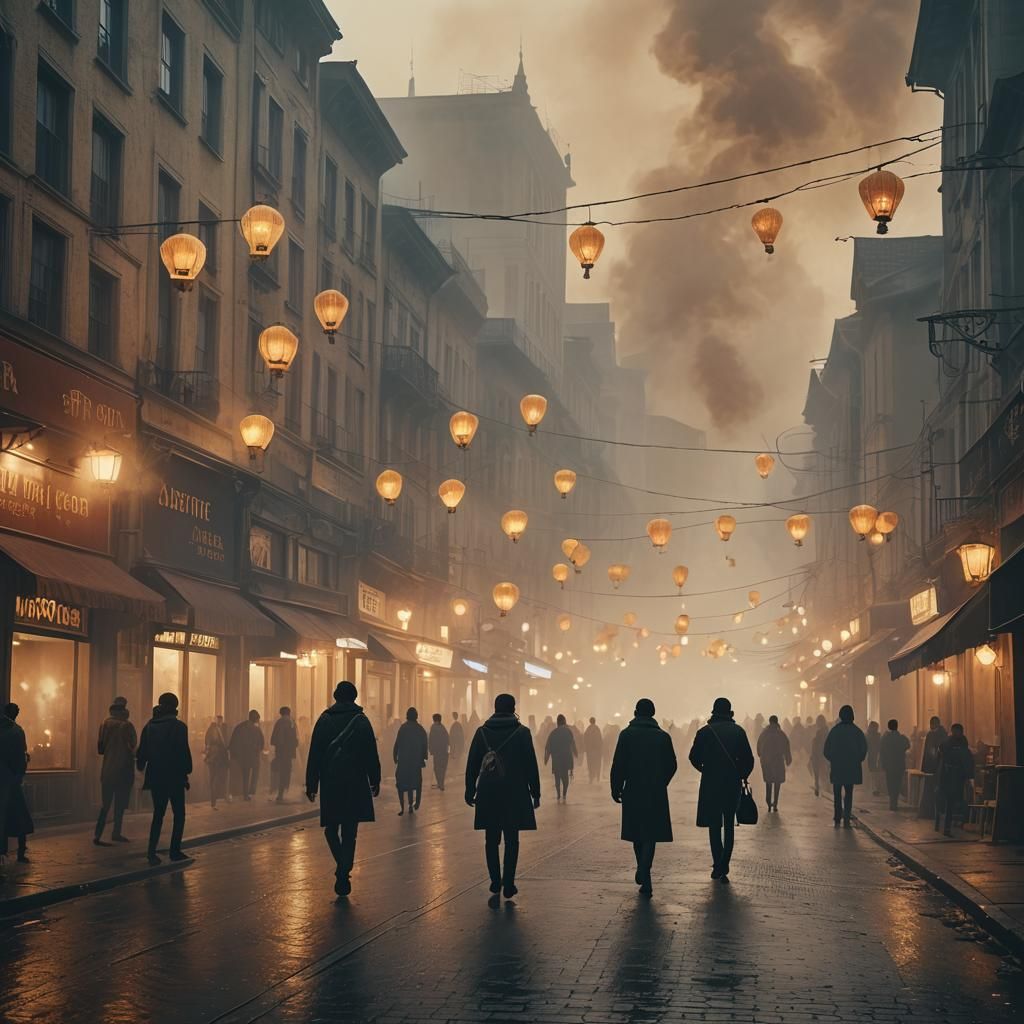 Fantastical Smoke Cityscape in Cinematic Lighting