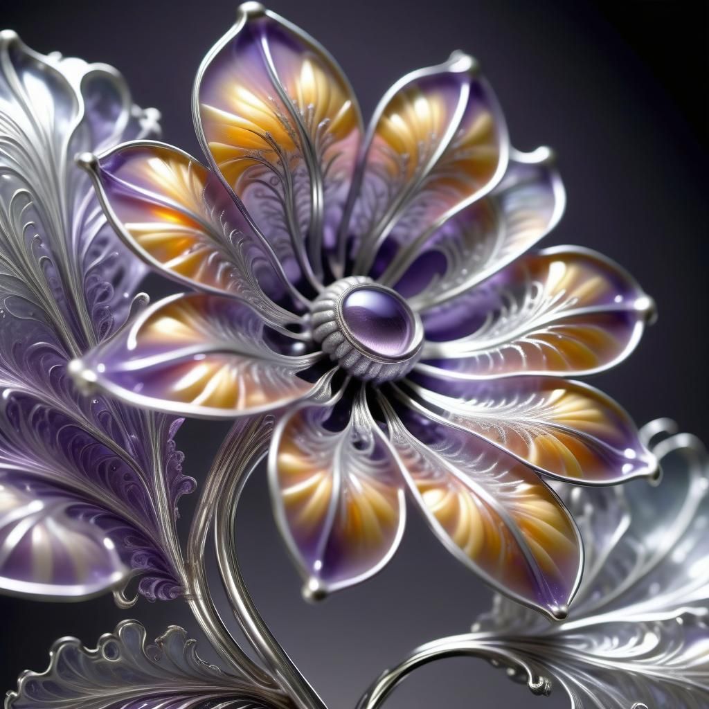 Radiant Silver Filigree Flower in Metal Artwork