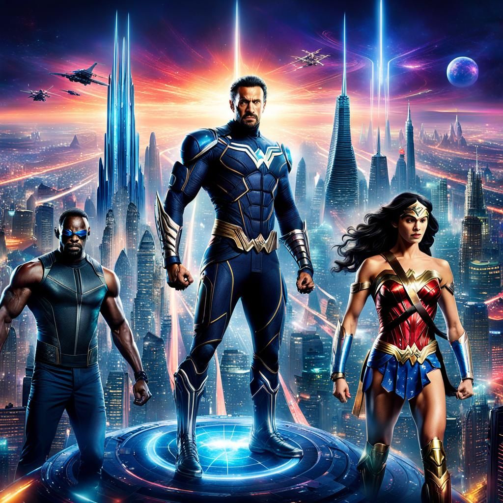 Heroes Unite Against Alien Invasion in Cyberpunk City