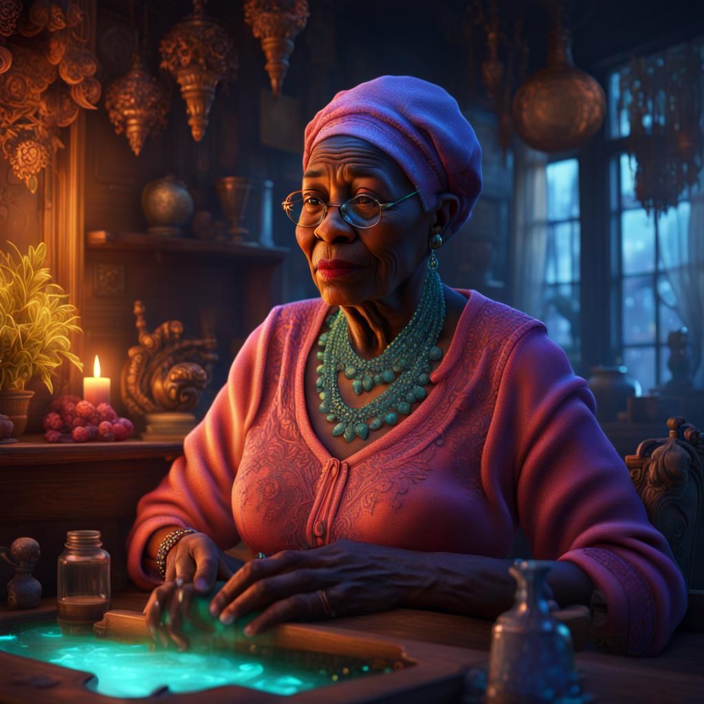 Family Love in Bioluminescent, Hyper-Neon Style