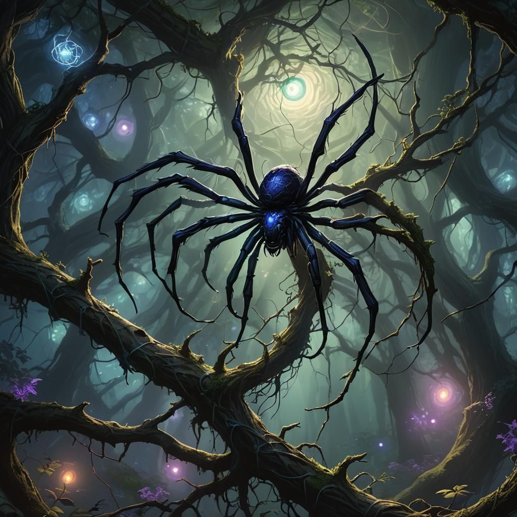 Massive Spider in Mystical Forest Concept Art