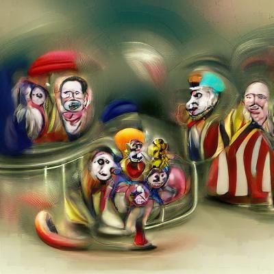 Carousel of Colorful Clowns