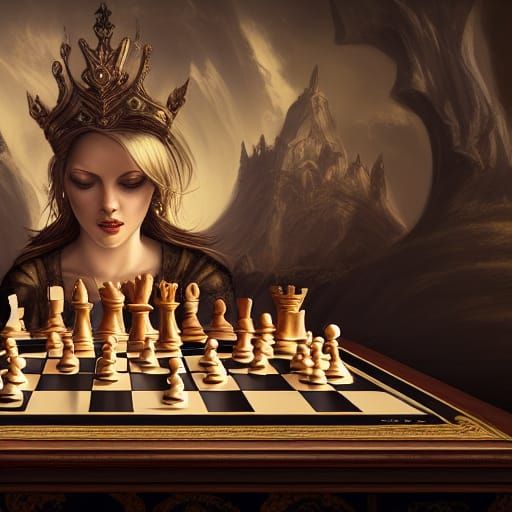 Detailed Chess Queen in a Fantasy Art Style